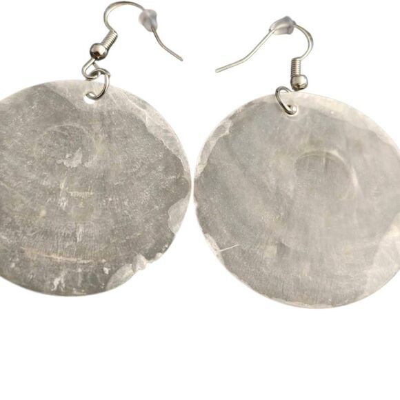 Upcycled Shell Round Boho Earrings - Picture 1 of 4